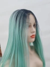 Cross-border European and American wig for women's summer, creative and fashionable gradient long straight hair, mid-parted high-temperature silk synthetic fiber front lace wig details Picture